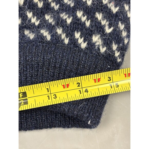 Vintage LL Bean Norwegian Birdseye Fair Isle Fisherman Wool Sweater Size L Blue - Picture 10 of 13